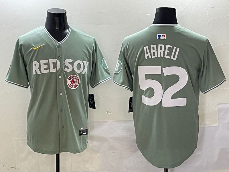 Men Boston Red Sox 52 Abreu Green Joint Name Game Nike 2025 MLB Jersey style 8